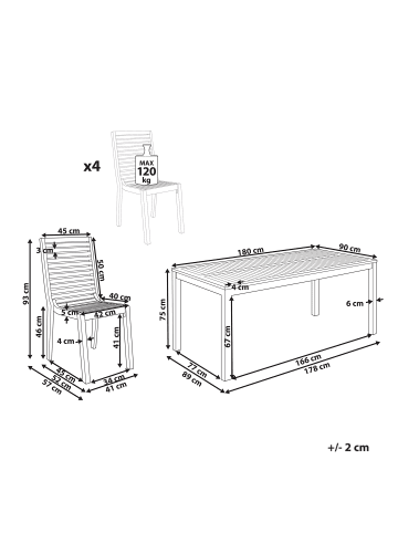Beliani 5-tlg Gartentisch Set OMBRIANO in Braun