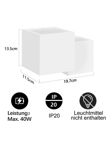 ZMH Wandleuchte in weiß 2-flammige G9 Up and Down Design Gips Modern