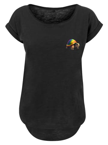 F4NT4STIC Long Cut T-Shirt Rainbow Turtle LONG TEE in schwarz