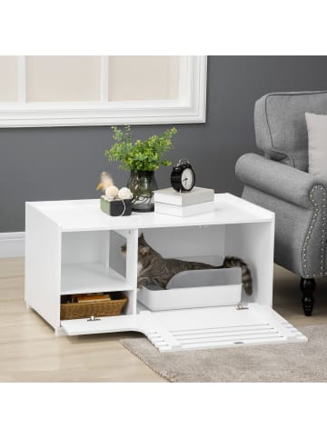Pawhut Katzenklo Weiß 90L x 48B x 43,5H cm