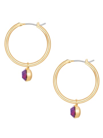 Lulu & Jane Creolen aus Messing mit Glaskristall in gelbgold