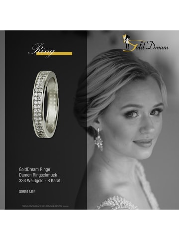 GoldDream 333 Weißgold - 8 Karat Damen Ringe 2-reihig Zirkonia Fingerring  54 (17,2)