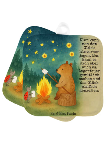 Mr. & Mrs. Panda Topflappen Bär & Marienkäfer Lagerfeuer Design ... in Weiß