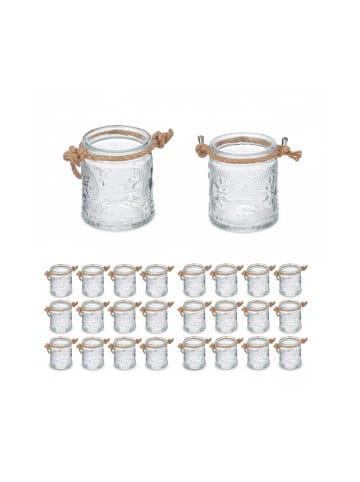 relaxdays 12 x Windlicht in Transparent/ Natur - (H)7 x Ø 6 cm