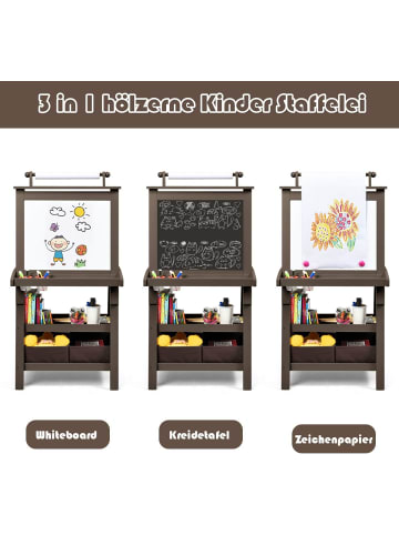 COSTWAY 3 in 1 Staffelei in Braun