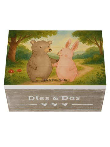 Mr. & Mrs. Panda Kiste Bär und Hase Umarmen Design ohne Spruch in Weiß