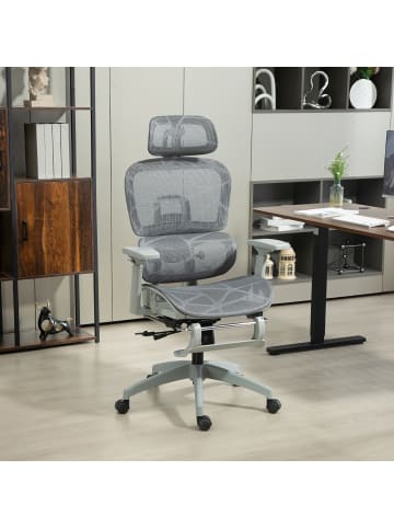 HOMCOM Bürostuhl-66L x 64B x 114-122H cm-Grau