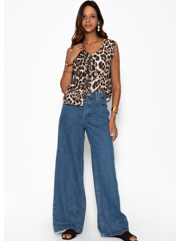 SASSYCLASSY Highwaist Jeans mit weitem Bein in Dunkelblau