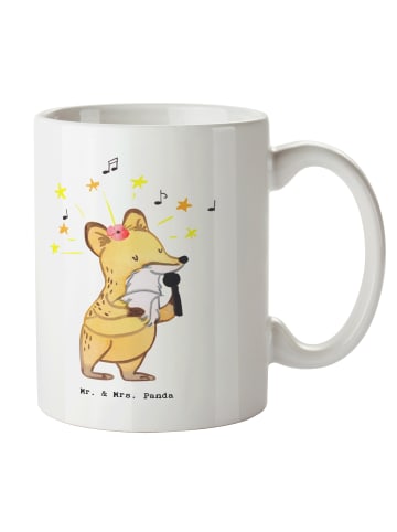 Mr. & Mrs. Panda Kaffeetasse Sängerin Herz ohne Spruch in Weiß