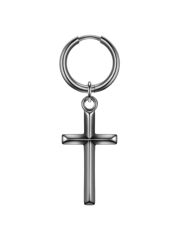True Rebels Ohrringe Kreuz aus Edelstahl in gunmetal