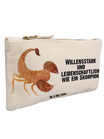 Mr. & Mrs. Panda Schminktasche Sternzeichen Skorpion mit Spruch in Weiß