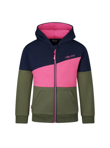 Trollkids Kapuzenpullover "Alesund" in Marine/Hellmagenta/Dunkle Olive