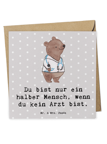 Mr. & Mrs. Panda Deluxe Karte Arzt Herz mit Spruch in Grau Pastell