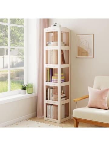 COSTWAY 360° drehbares Bücherregal in Weiß