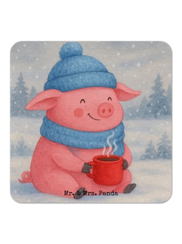 Mr. & Mrs. Panda Bierdeckel Schweinchen Glühwein Design ohne Spruch in Weiß