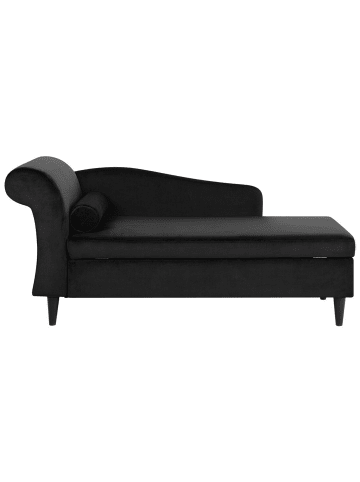 Beliani Chaiselongue LUIRO in Schwarz/Dunkler Holzfarbton - (W) 160 x (H) 77 x (L) 70 cm