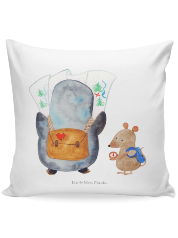 Mr. & Mrs. Panda Dekokissen Pinguin & Maus Wanderer ohne Spruch in Weiß