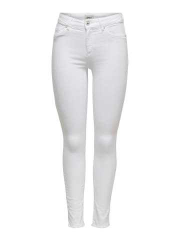 ONLY Skinny Fit Ankle Jeans ONLBLUSH Denim Hose Fransen in Weiß