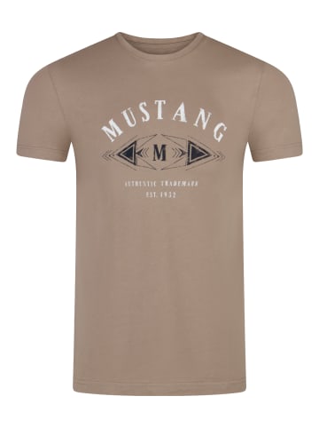 Mustang T-Shirt Basic Print Tee in Beige