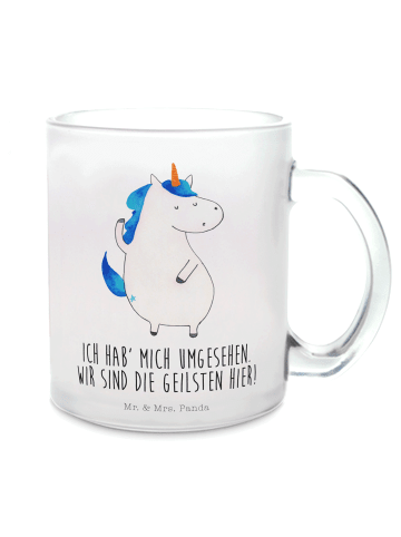Mr. & Mrs. Panda Becher Einhorn Mann mit Spruch in Transparent