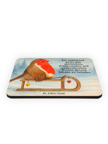 Mr. & Mrs. Panda Magnet Rotkehlchen Schlitten Design mit Spruch in Weiß