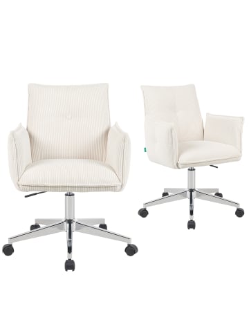 DUBI Möbel 2er-Set: Bürostuhl Mika-Cleo in Creme - (B)60 x (H)86 x  (T)63 cm