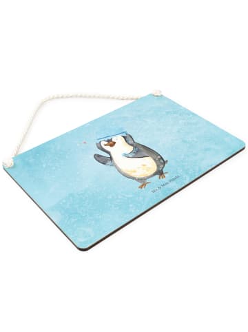 Mr. & Mrs. Panda Deko Schild Pinguin Duschen ohne Spruch in Eisblau