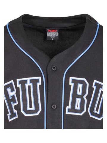 FUBU FUBU Herren FM242-002-1 Fubu College Mesh Baseball Jersey in black/lightblue