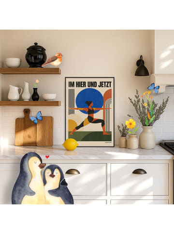 Mr. & Mrs. Panda Wandbild Yogi dynamisch Design mit Spruch in Weiß
