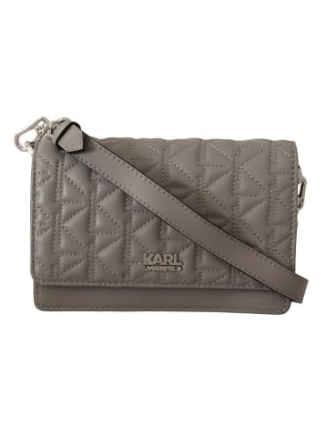 Karl Lagerfeld Grau Hell Leder Umhänge- Tasche