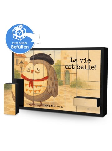 Mr. & Mrs. Panda Adventskalender Eule Frankreich Design mit Spruch in Weiß