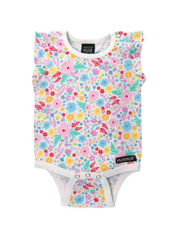 Villervalla Kurzarmbody Blume in weiss