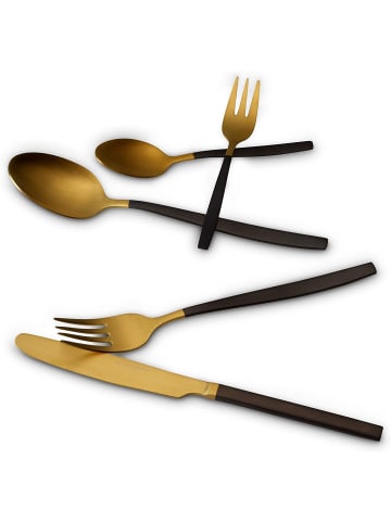Echtwerk 20 tlg. Set Tafelbesteck "Positano Due" in Gold/Schwarz