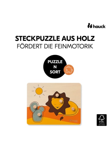 Hauck Holz Steckpuzzle für Baby (ab 1 Jahr) - Lion in bunt