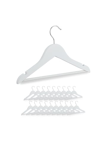 relaxdays 20 x Kinderkleiderbügel in Weiß - (B)30,5 x (H)19 x (T)1 cm