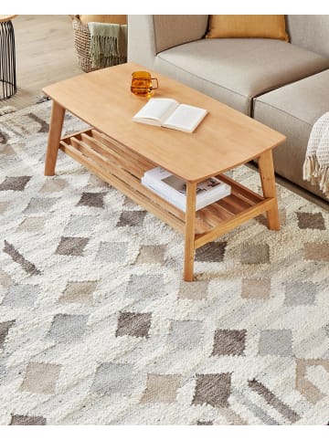 Beliani Kelim KAGHTSRASHEN in Bunt/Beige/Grau - (W) 160 x (L) 230 cm