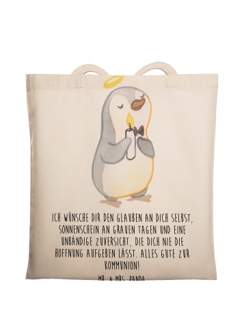 Mr. & Mrs. Panda Tragetasche Pinguin Kommunion mit Spruch in Creme
