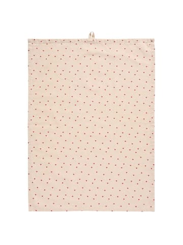 IB Laursen Geschirrtuch VALENTIN Natur mit Roten Herzen