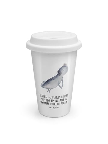 Mr. & Mrs. Panda ToGo Kaffeebecher Axolotl Schwimmen mit Spruch in Weiß