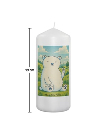 Mr. & Mrs. Panda Stumpenkerze Eisbär Faul Design ohne Spruch in Weiß