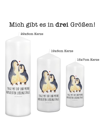 Mr. & Mrs. Panda Kerze Pinguin umarmen mit Spruch in Weiß