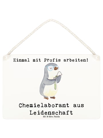 Mr. & Mrs. Panda Holzschild Chemielaborant Leidenschaft mit Spruch in Weiß