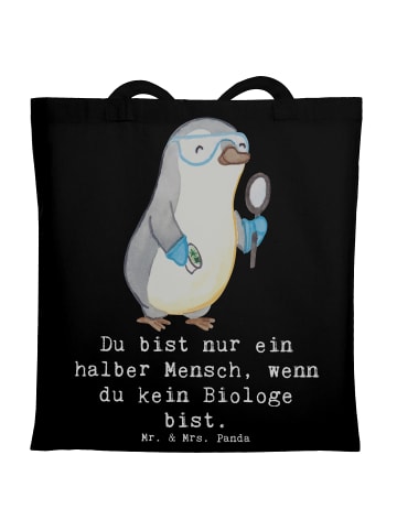 Mr. & Mrs. Panda Shopping Tasche Biologe Herz mit Spruch in Schwarz