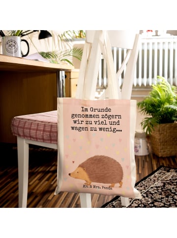 Mr. & Mrs. Panda Tragetasche Igel Herzen Design mit Spruch in Weiß