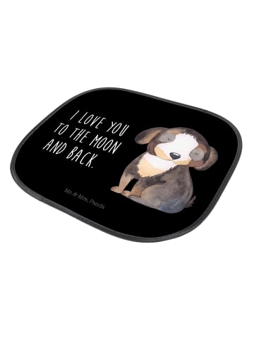 Mr. & Mrs. Panda Sonnenschutz Auto Hund Entspannen mit Spruch in Schwarz