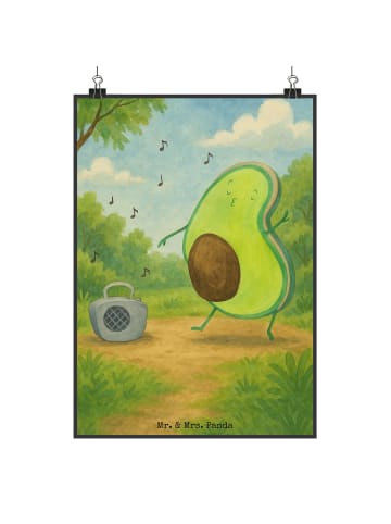Mr. & Mrs. Panda Poster Avocado Tanzen Design ohne Spruch in Weiß