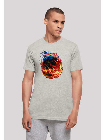 F4NT4STIC T-Shirt Basketball On Fire Sport  UNISEX in grau meliert