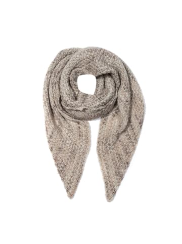 Faera Meliertes Dreieckstuch Strukturstricklook in Beige