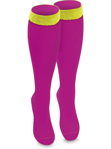 normani 3 Paar Kniestrümpfe mit farbig abgesetztem Bund Bi-Color in Magenta/Gelb