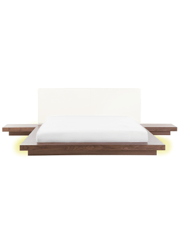 Beliani Doppelbett mit LED ZEN in Braun/Weiß - (W) 308 x (H) 86 x (L) 229 cm